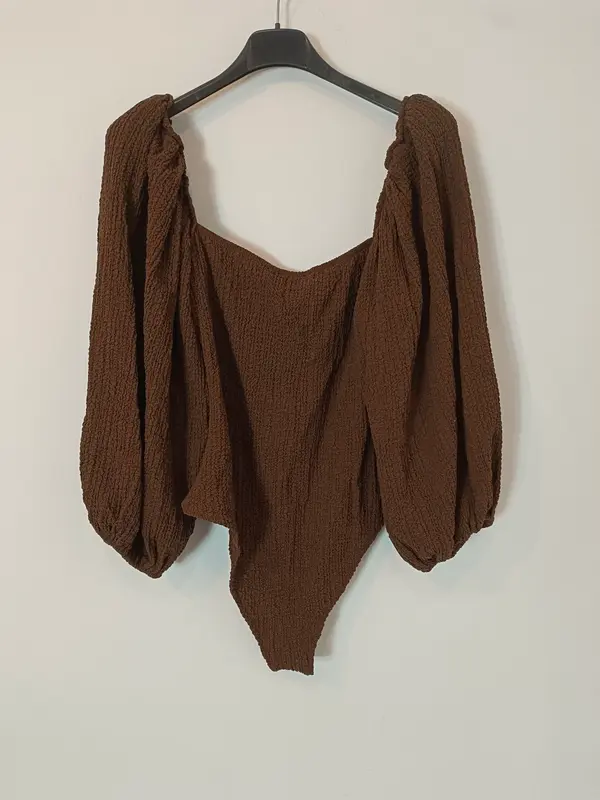 ZARA. Body marrón textura T.l