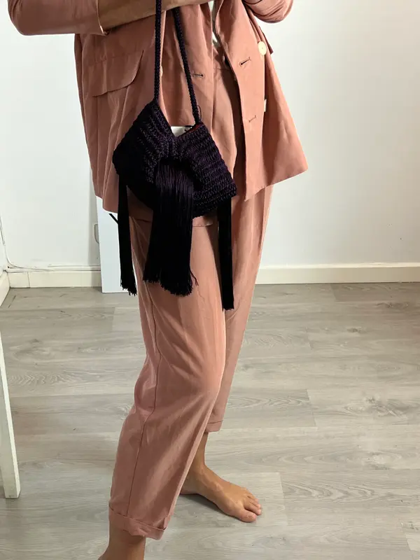 ZARA. Bolso asa corta flecos