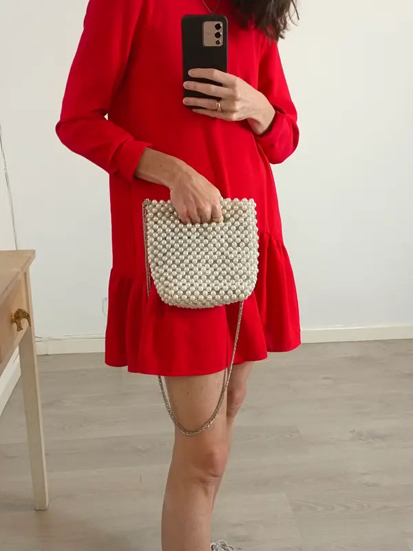 ZARA. Bolso perlas y abalorios