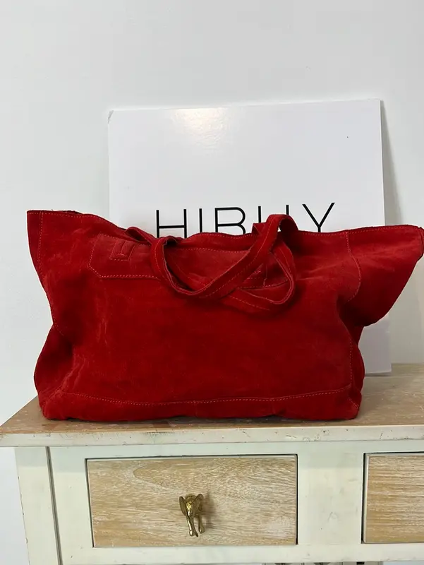 ZARA. Bolso tote piel rojo