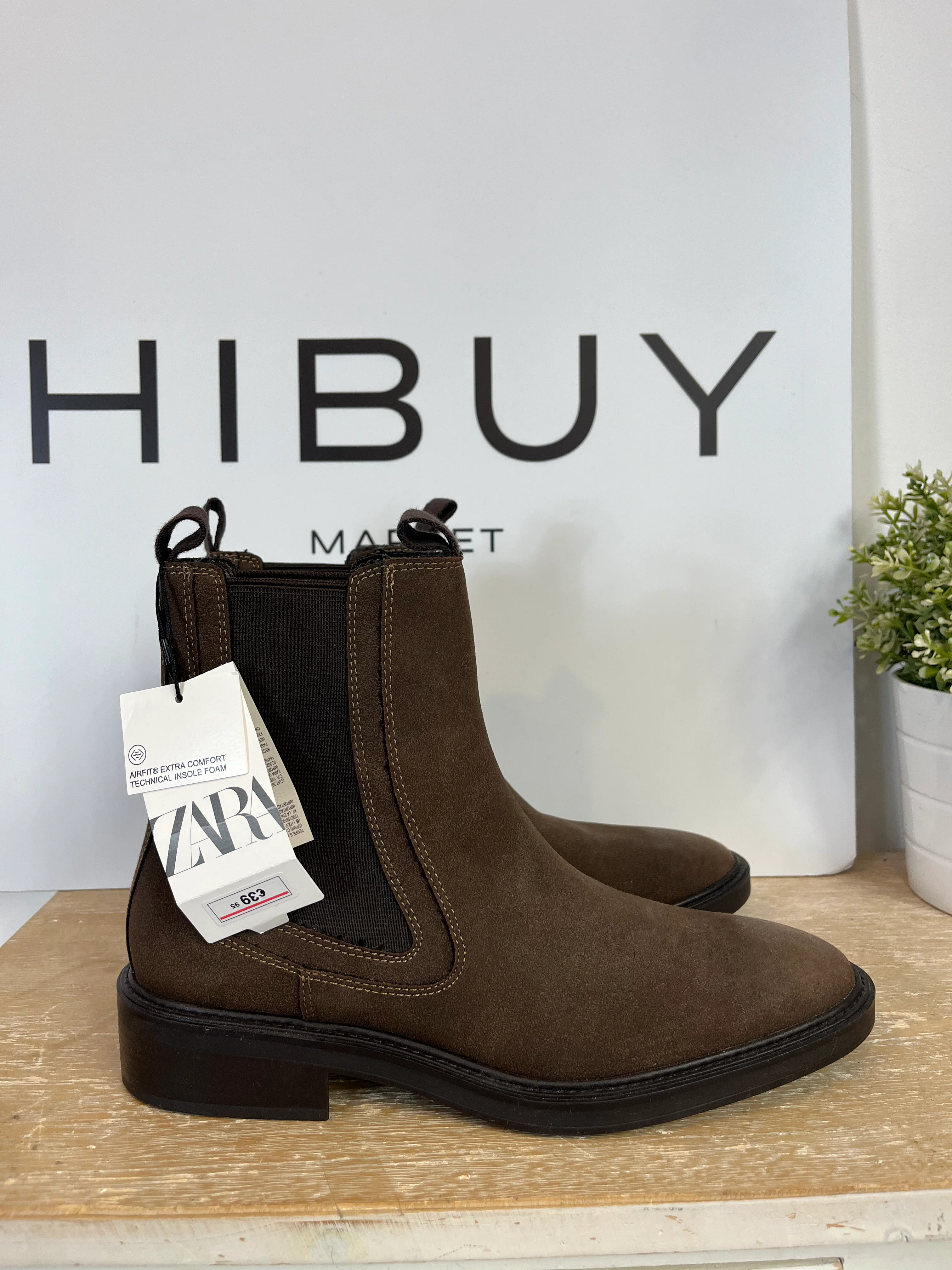 ZARA. Botas estilo chelsea marrón. T 39