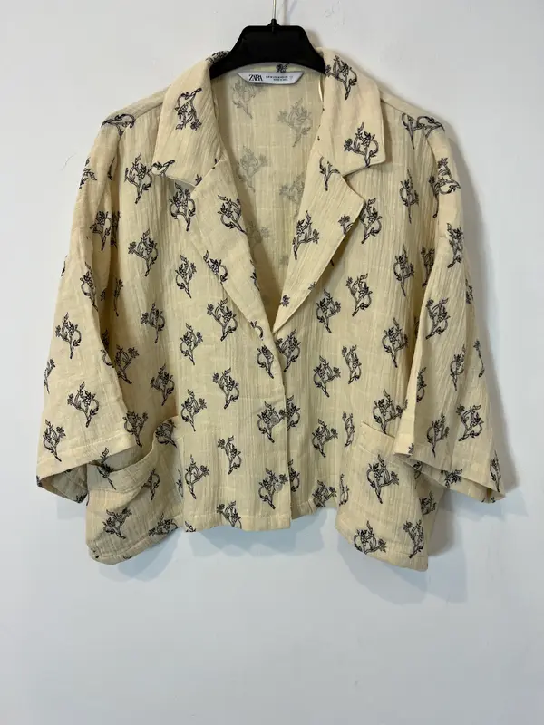 ZARA. Camisa algodón dibujos. T M