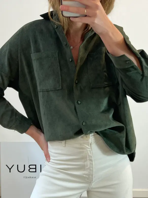 ZARA. Camisa verde textura. T S