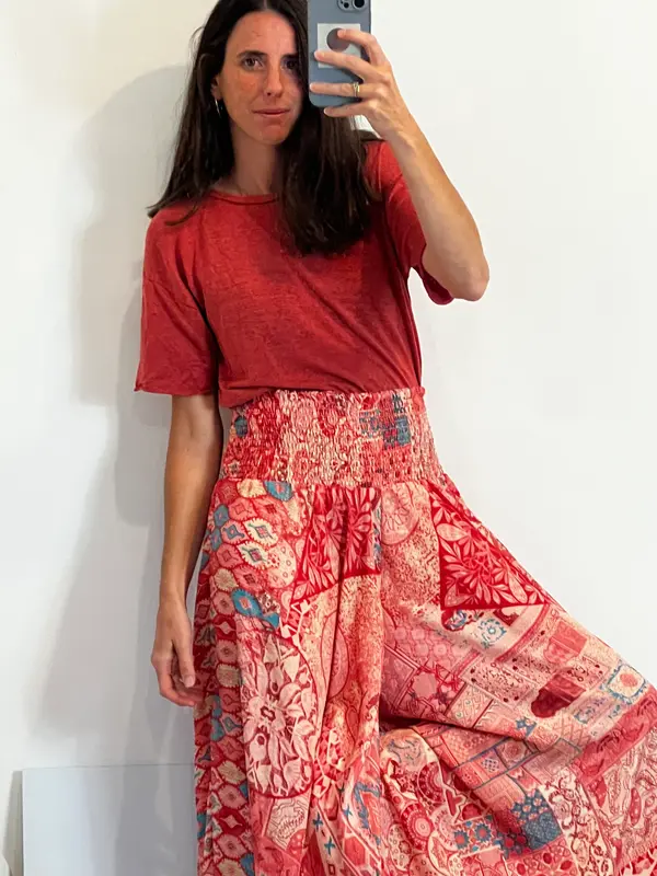 ZARA. Camiseta lino teja