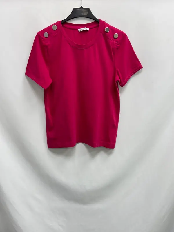 ZARA. Camiseta rosa botones T.m