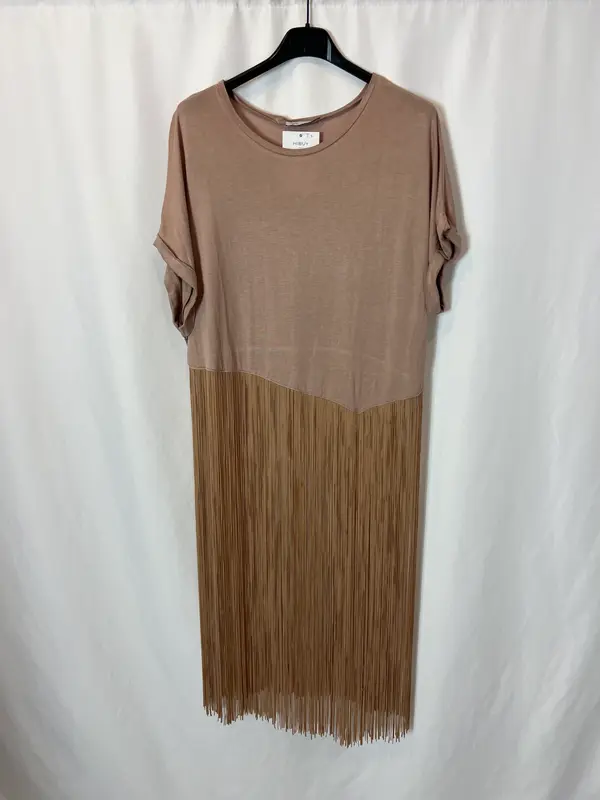 ZARA. Camiseta rosa flecos T.s