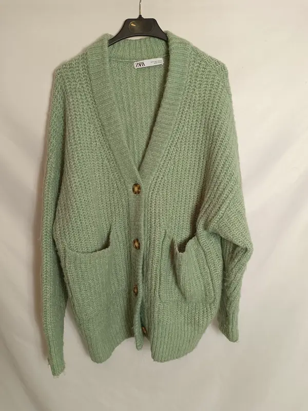 ZARA. Cárdigan verde agua T.s