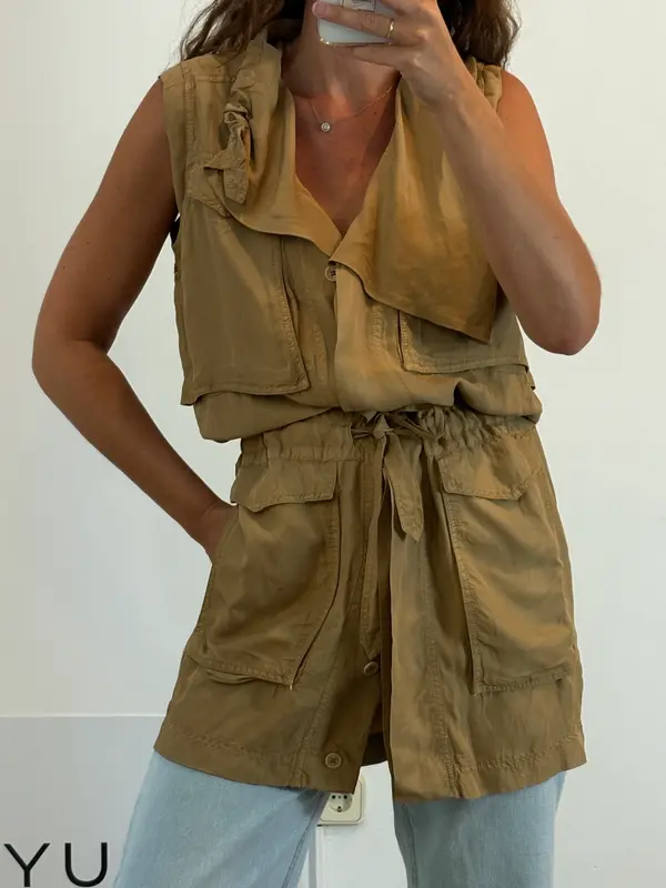 ZARA. Chaleco fluido camel T.xs