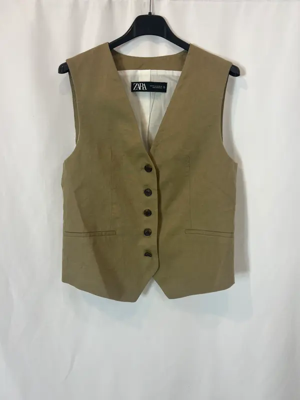 ZARA. Chaleco sastre con lino. T XS