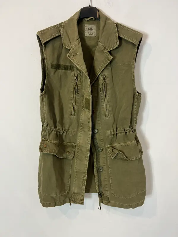 ZARA. Chaleco verde sahariano T.s