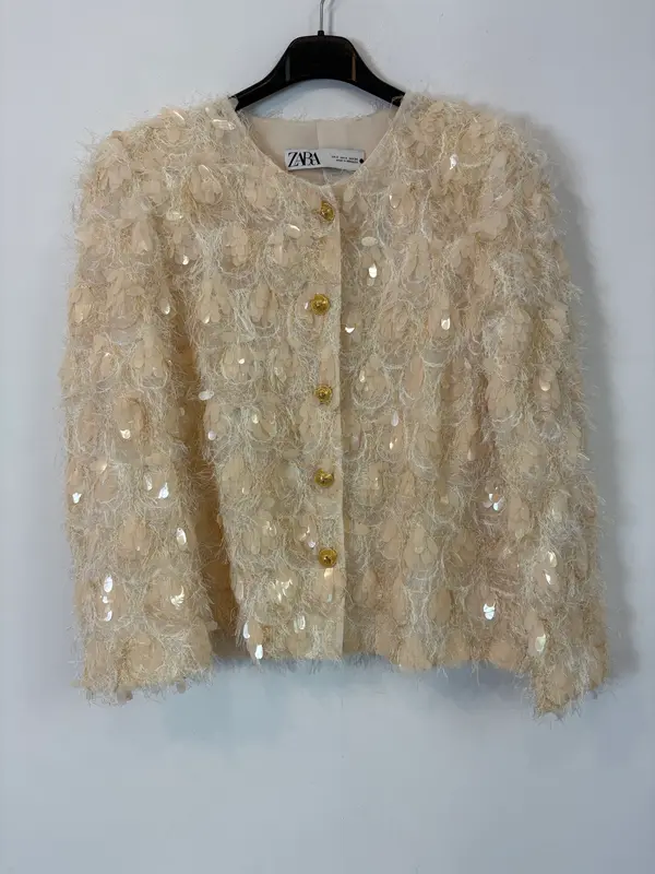 ZARA. Chaqueta beige texturas. T S