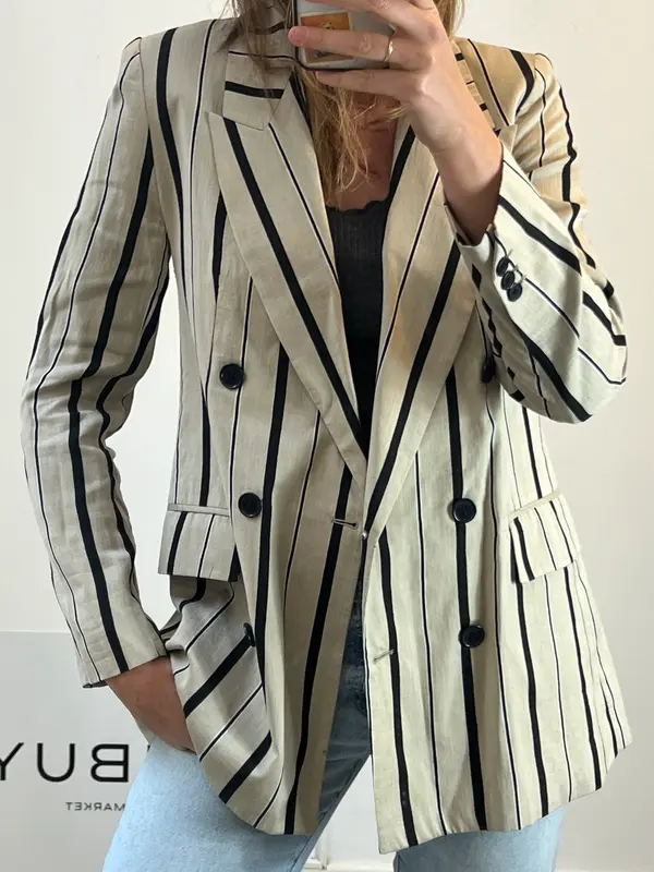 ZARA. Chaqueta color tostado rayas. T M