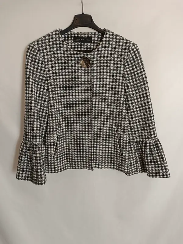 ZARA. Chaqueta de cuadros acampanada T.s