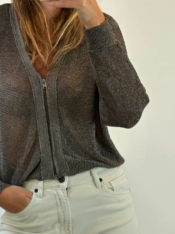 ZARA. Chaqueta fluida metalizada