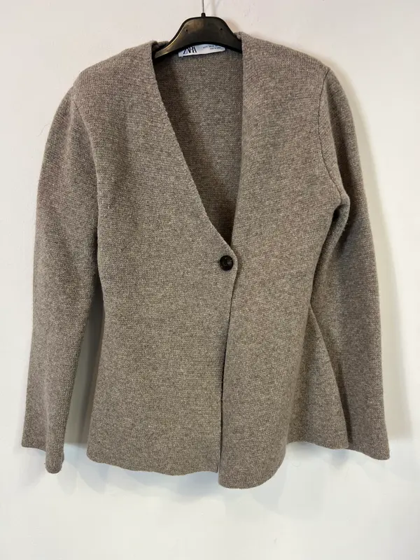 ZARA. Chaqueta lana color topo cruzada. TS