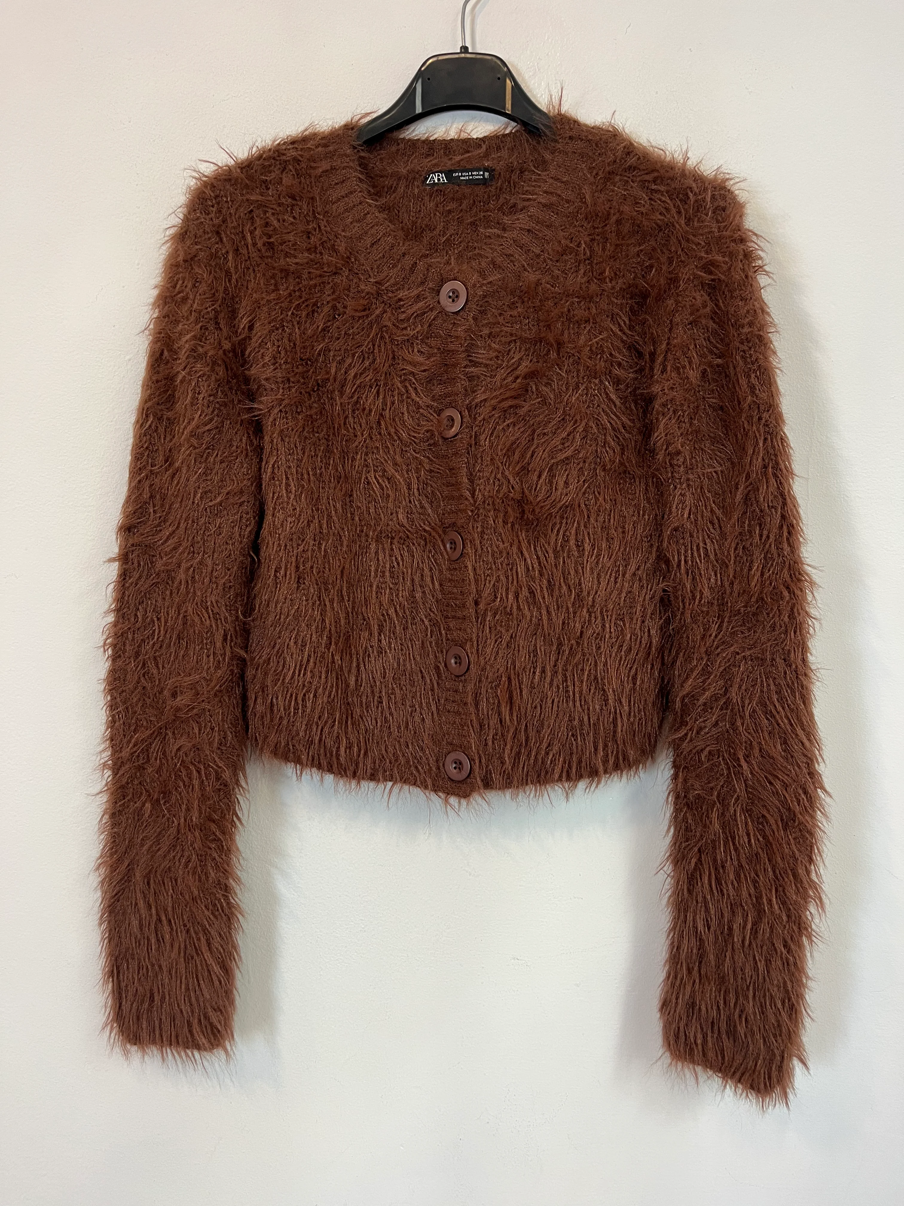 ZARA. Chaqueta marrón textura. T S