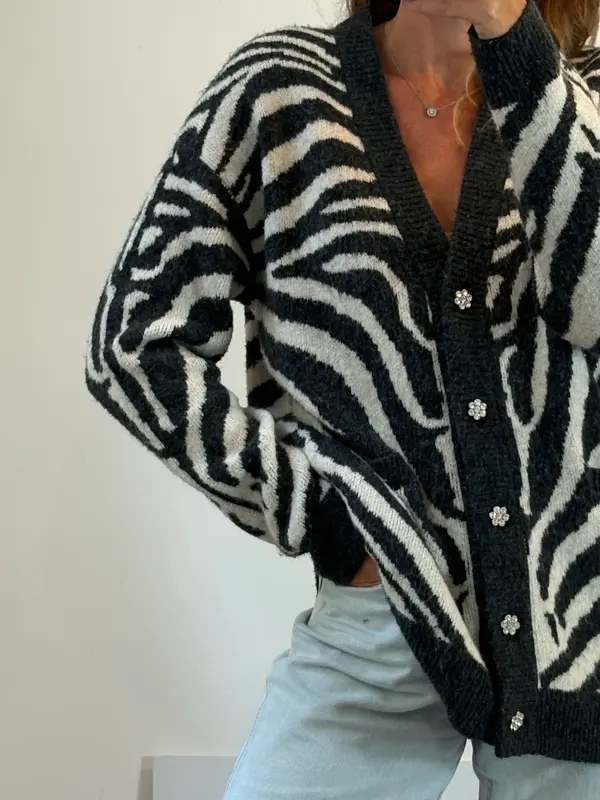ZARA. Chaqueta punto bicolor botones
