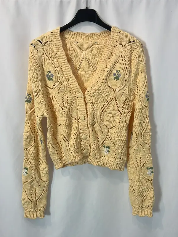 ZARA. chaqueta punto bordados T.s