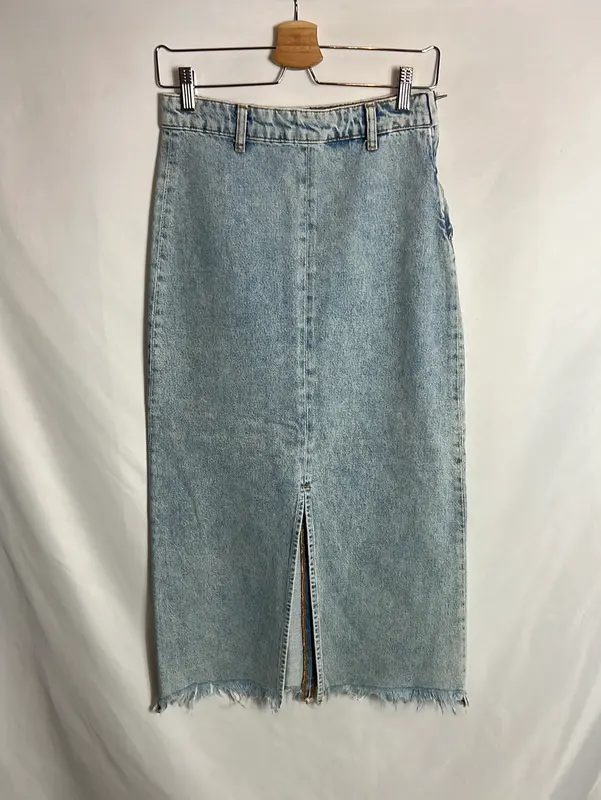 ZARA. Falda denim midi apertura. T XS