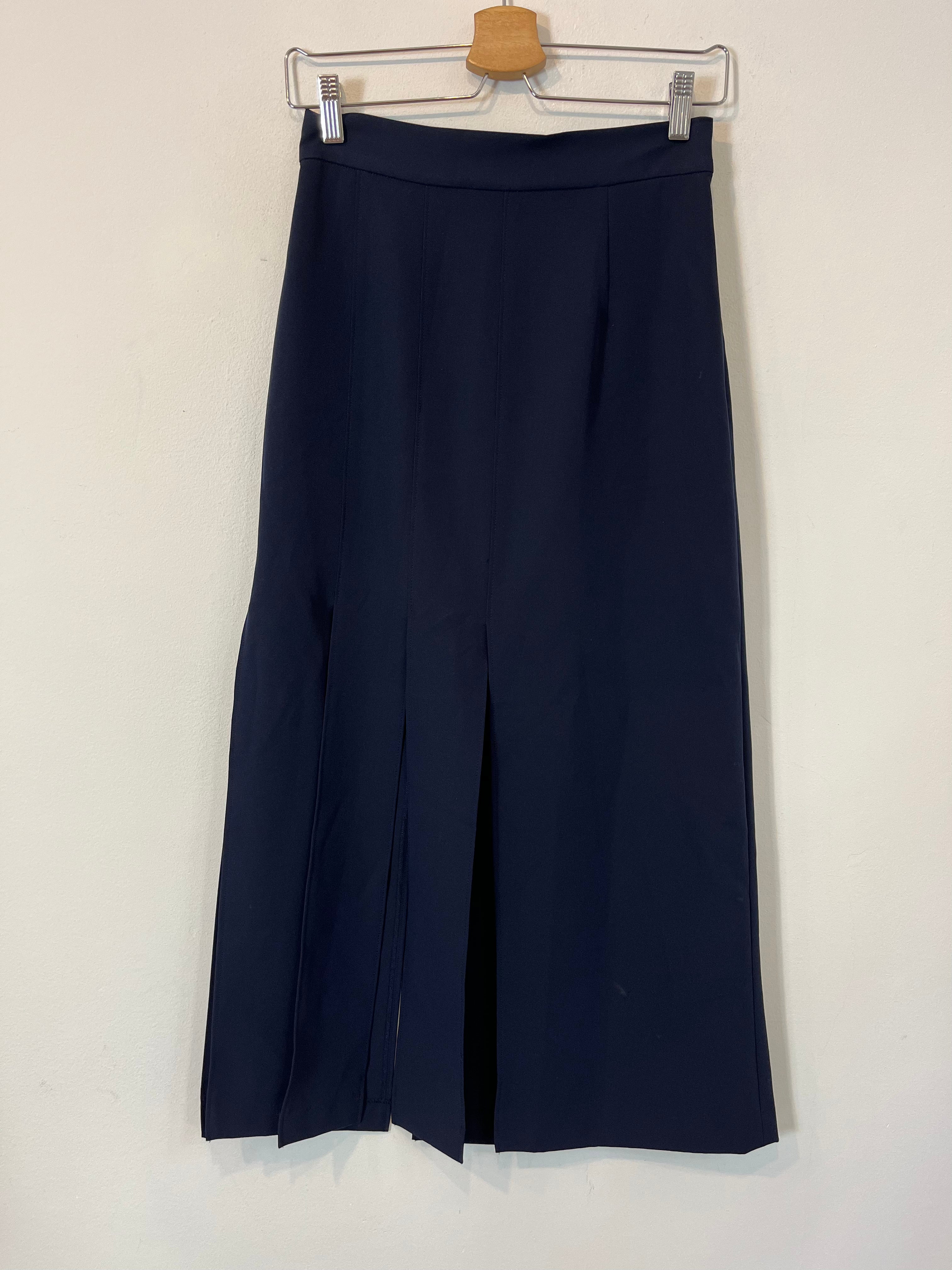 ZARA. Falda midi azul aberturas. T S