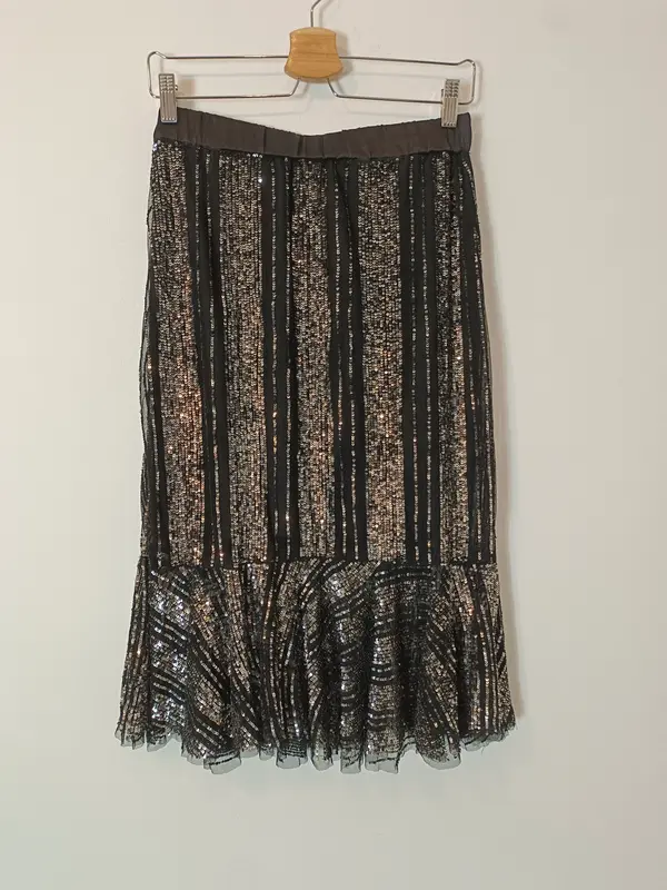 ZARA. Falda midi lentejuelas T.m