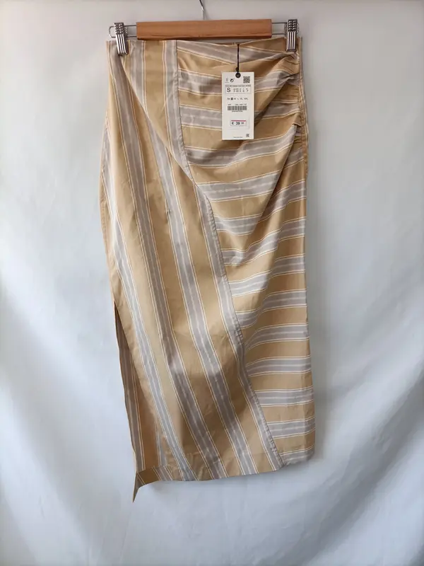 ZARA. Falda midi rayas T.s