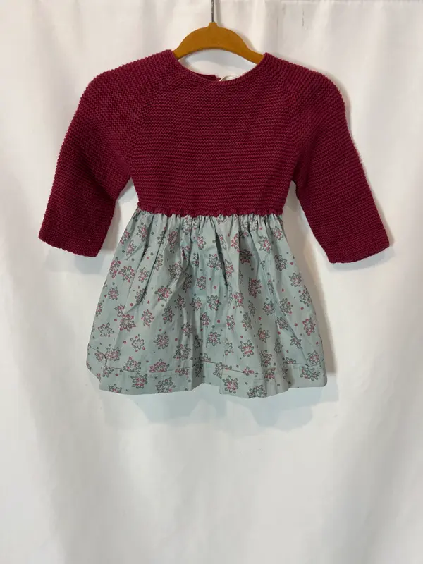 ZARA HOME. Vestido doble textura  flores. T 1-6 meses