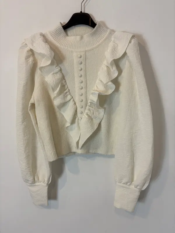 ZARA. Jersey blanco manga textura. T S
