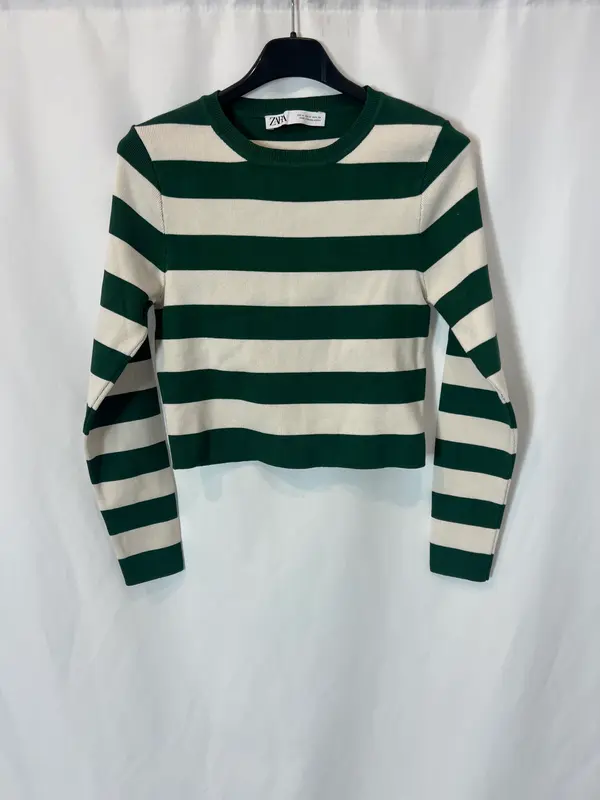 ZARA. Jersey cropped rayas. T M