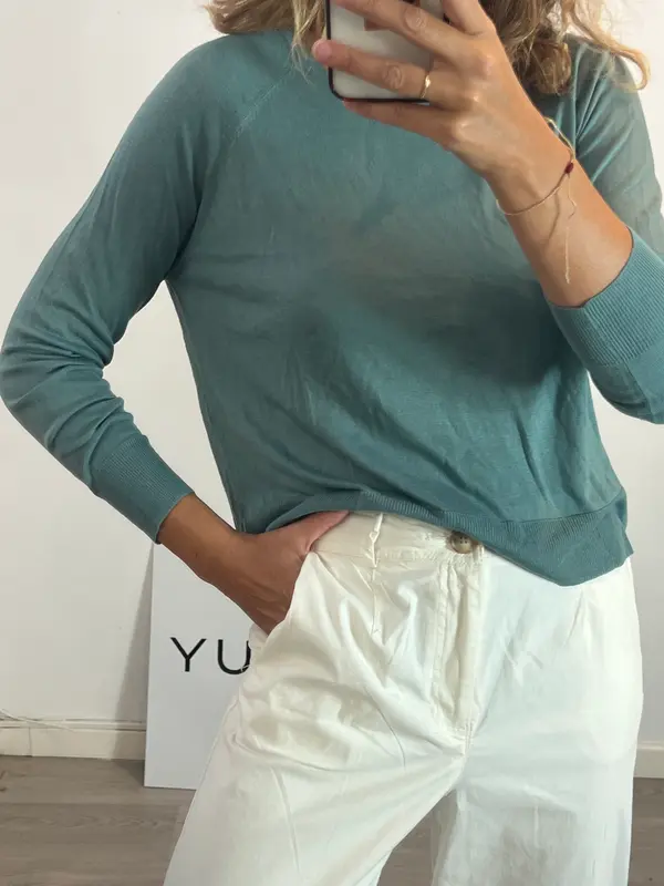 ZARA. Jersey fino verde agua. T M