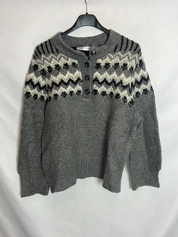 ZARA. Jersey gris botones . TS