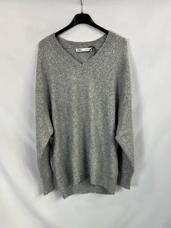 ZARA. Jersey gris jaspeado T.s