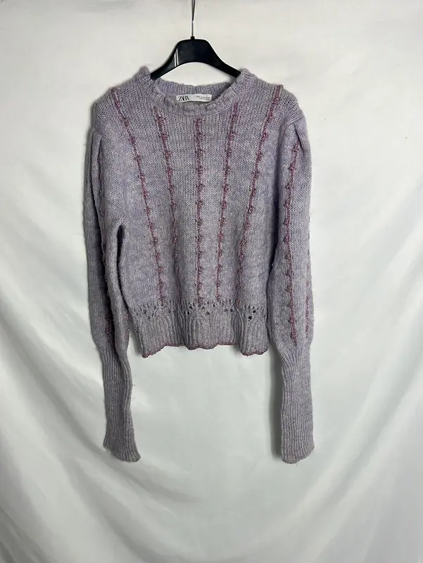 ZARA. Jersey malva hilos brillo . TM (Tara)