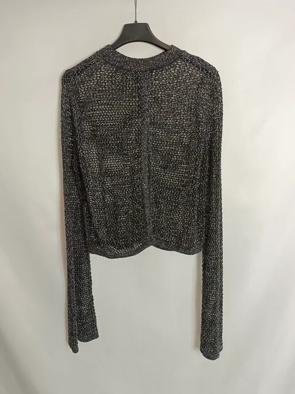 ZARA. Jersey negro punto abierto T.s
