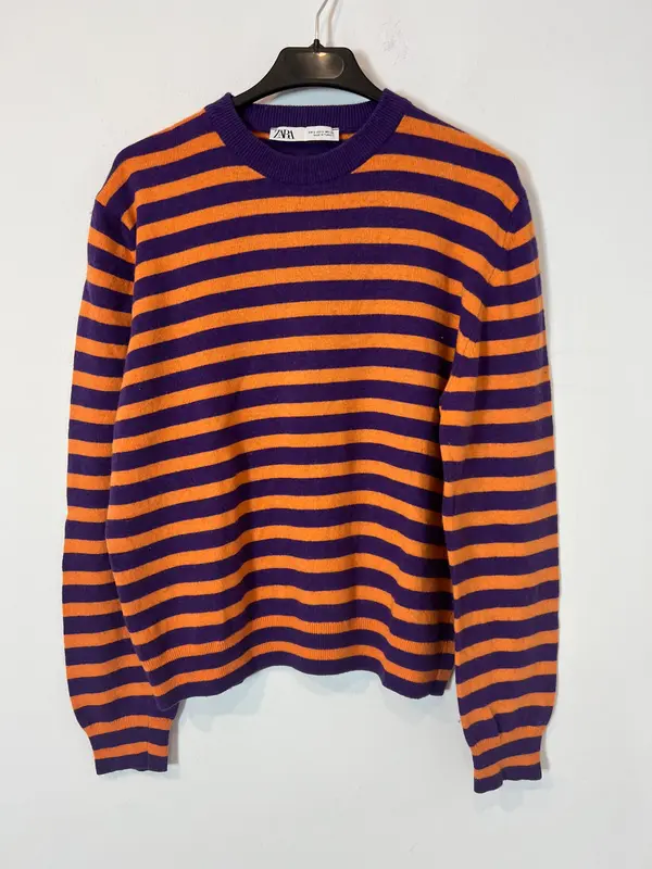 ZARA. Jersey rayas bicolor con lana T S