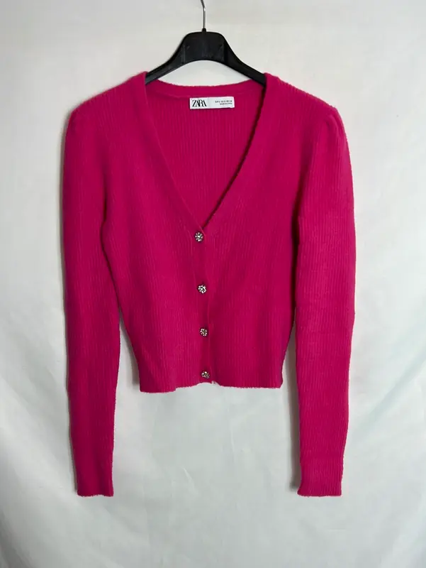 ZARA. Jersey rosa botones joya T.s