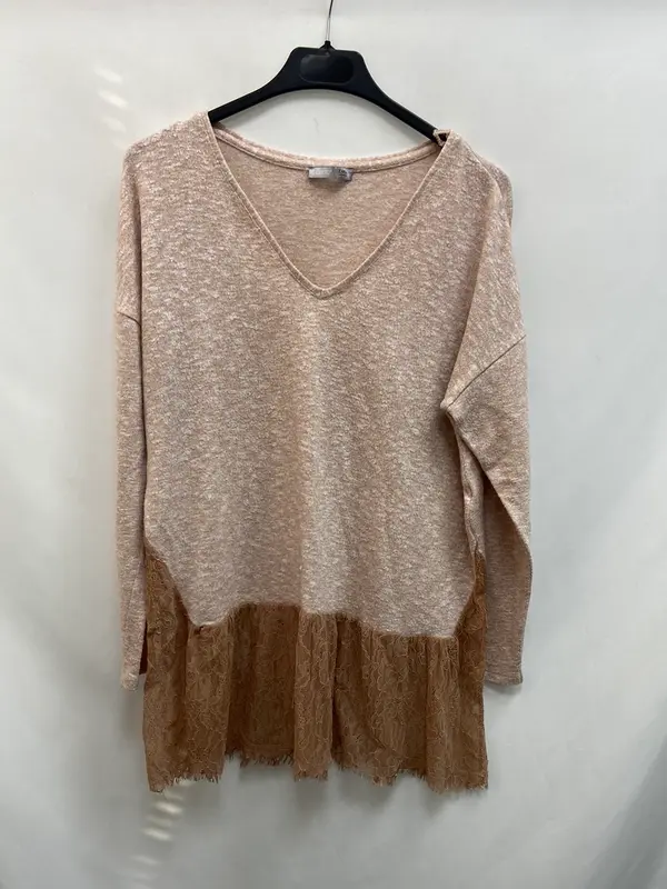 ZARA. Jersey rosa encaje T.s