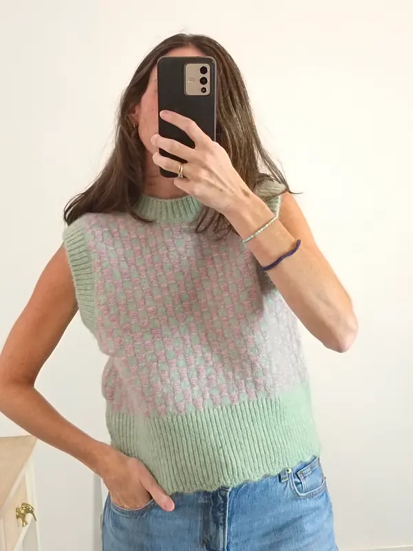 ZARA. Jersey sin mangas cuadros T.m