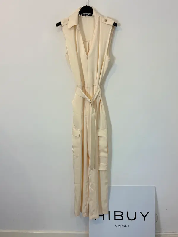 ZARA. Mono beige satinado. T XS
