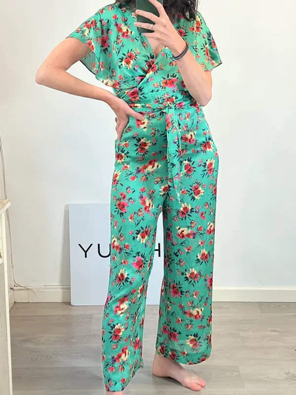 ZARA. Mono estampado flores satinado. T M