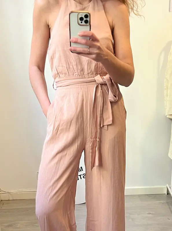 ZARA. Mono rosa lino T.m