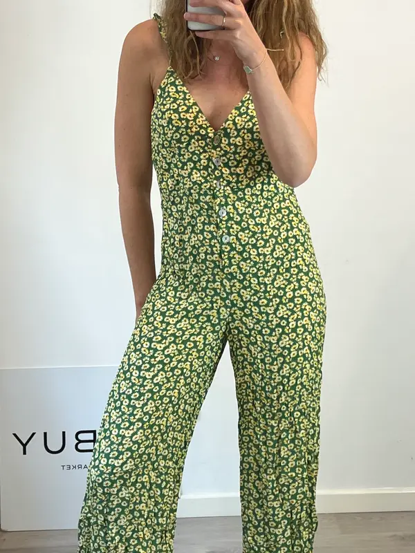 ZARA. Mono verde flores T.l (m/l)