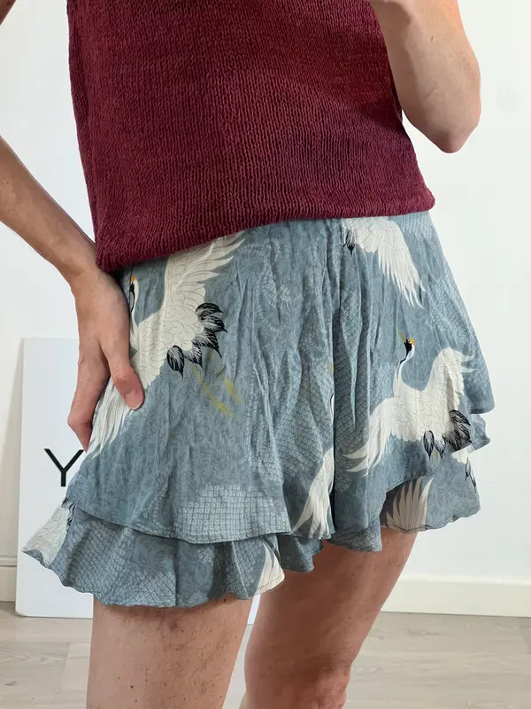 ZARA. Pantalón  azul pájaros T.s