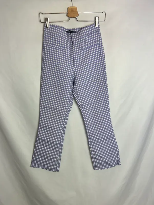 ZARA. Pantalón cropped vichy . T XS