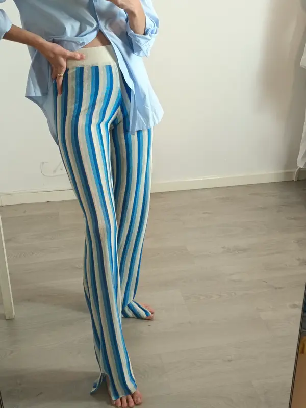 ZARA. Pantalón hilo rayas T.s