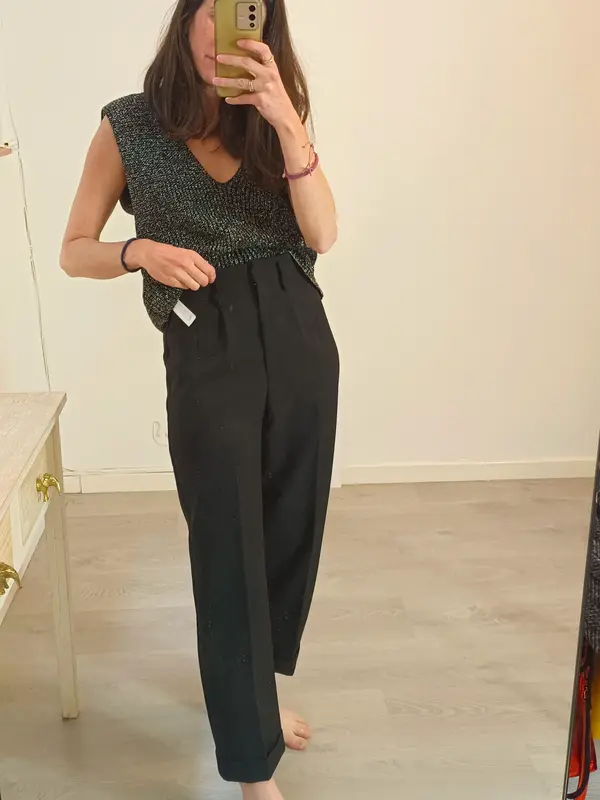 ZARA. Pantalón negro pinzas dobladillo T.xs