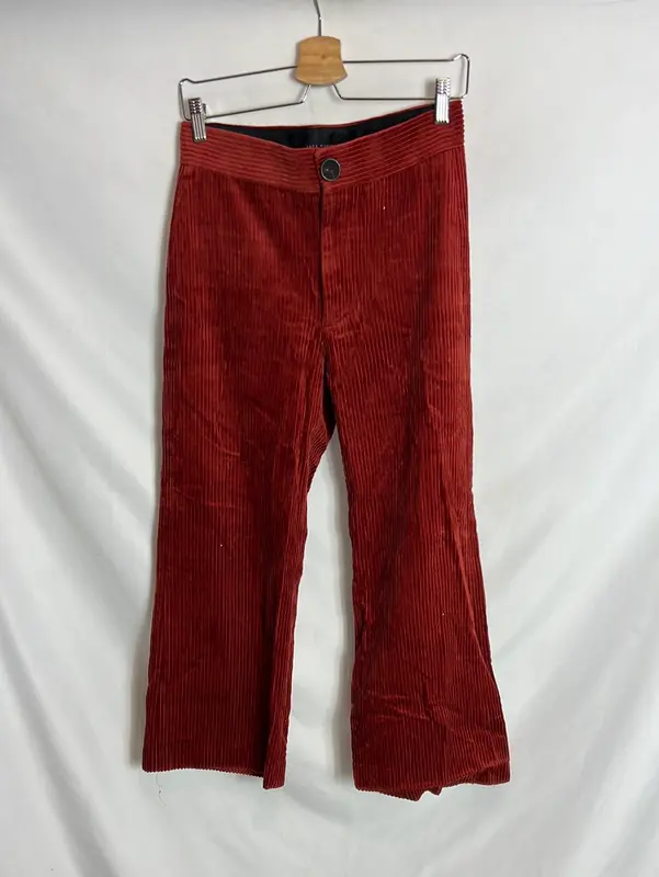 ZARA. Pantalón pana teja T.s