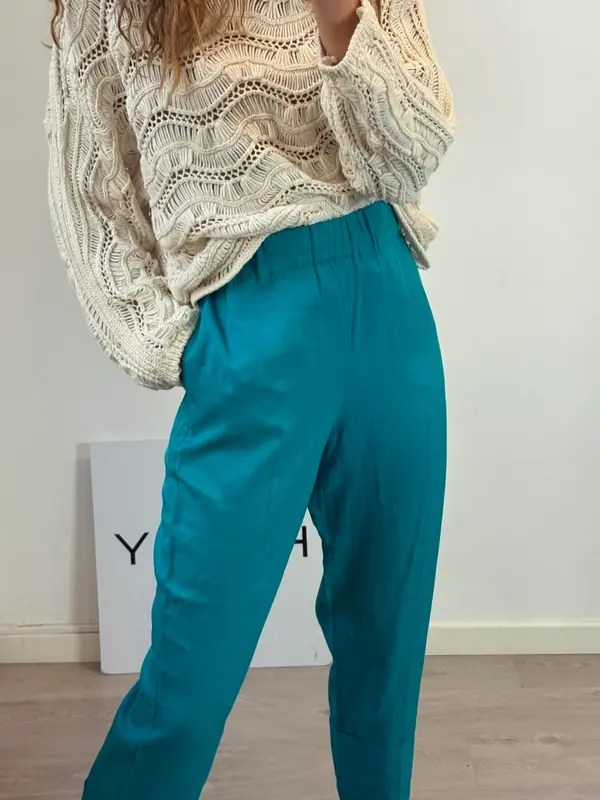 ZARA. Pantalón turquesa fluido