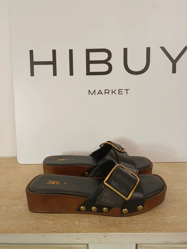 ZARA. Sandalias negras habilla T.36