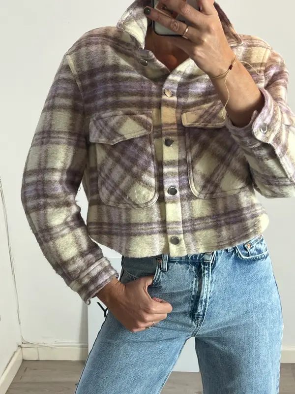 ZARA. Sobrecamisa/chaqueta cuadros franela T.s